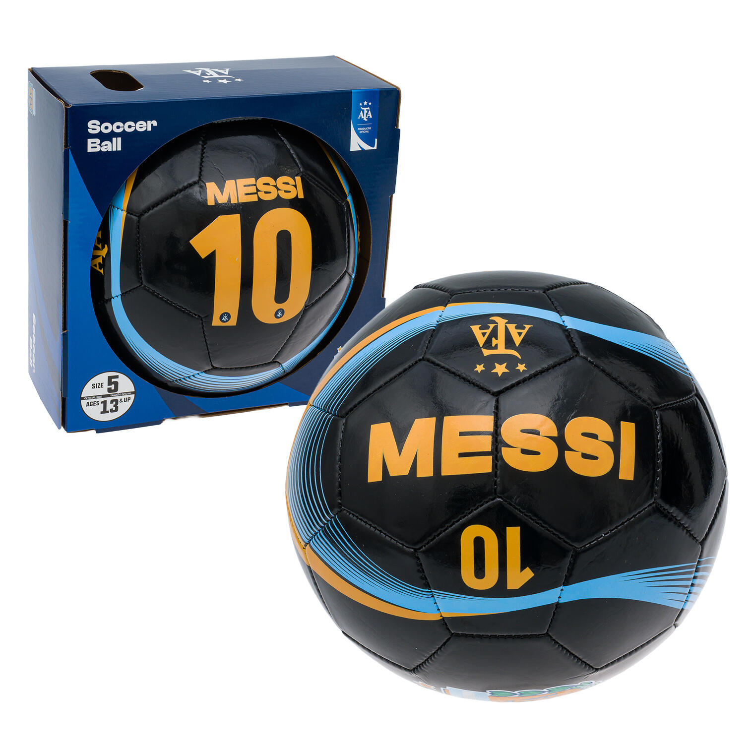 AFA Messi 10 Official Licensed Soccer Ball, Size 5, Black