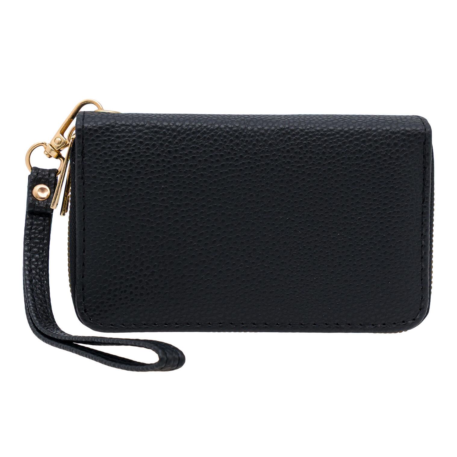 Double Zip Wallet, Black, Compact & Stylish