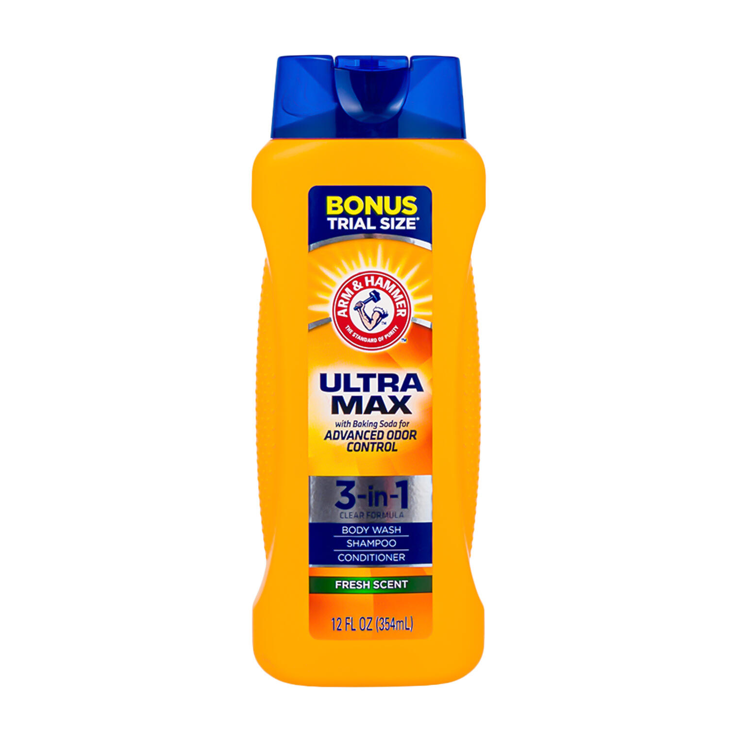 Arm & Hammer Ultra Max 3-in-1 Body Wash Shampoo and Conditioner, 12 oz, Fresh Scent