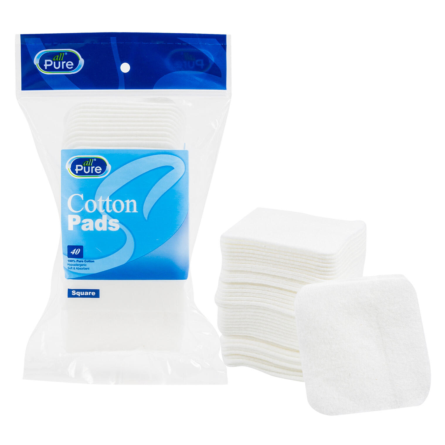 Wholesale 40ct Square Cotton Cosmetic Pads WHITE