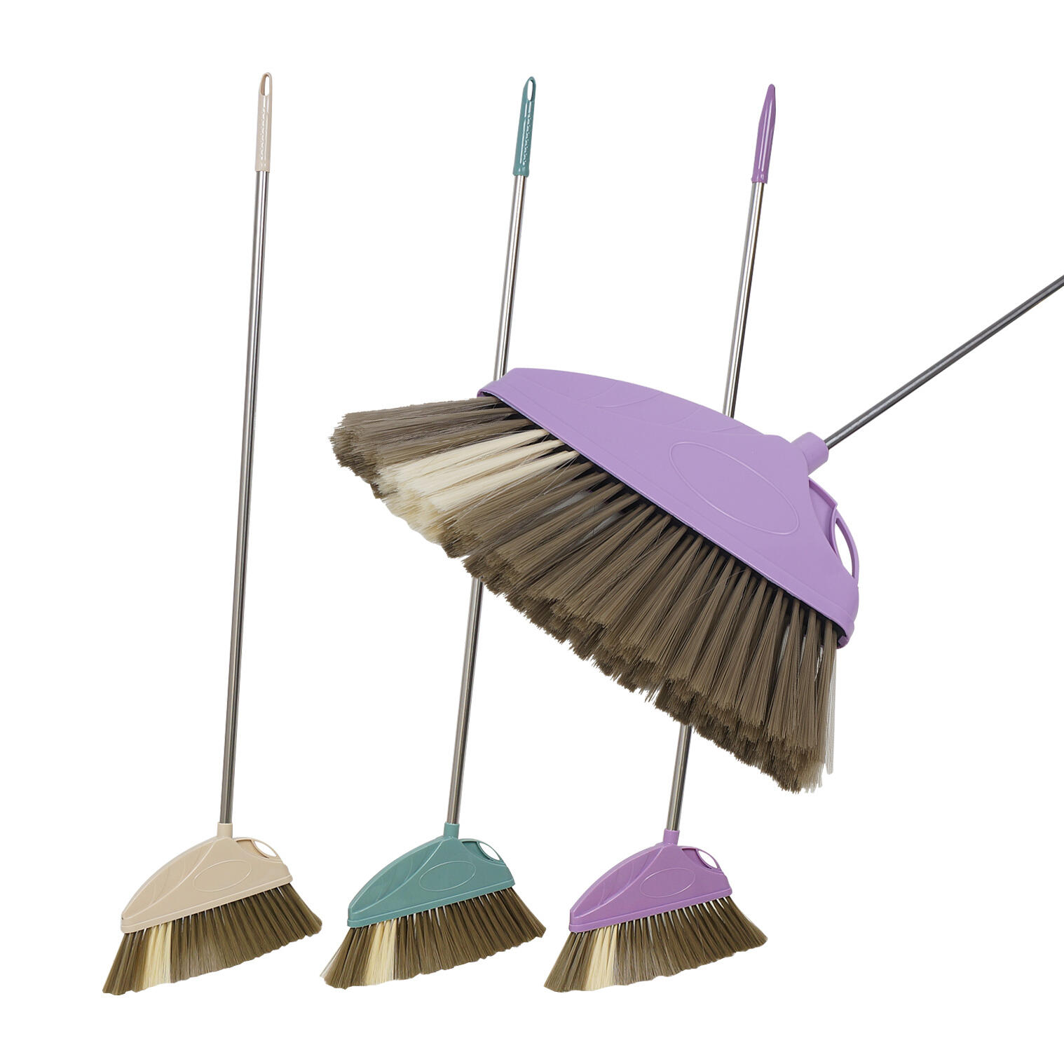 Broom with Stainless Steel Handle- 43"- 3 Asst.