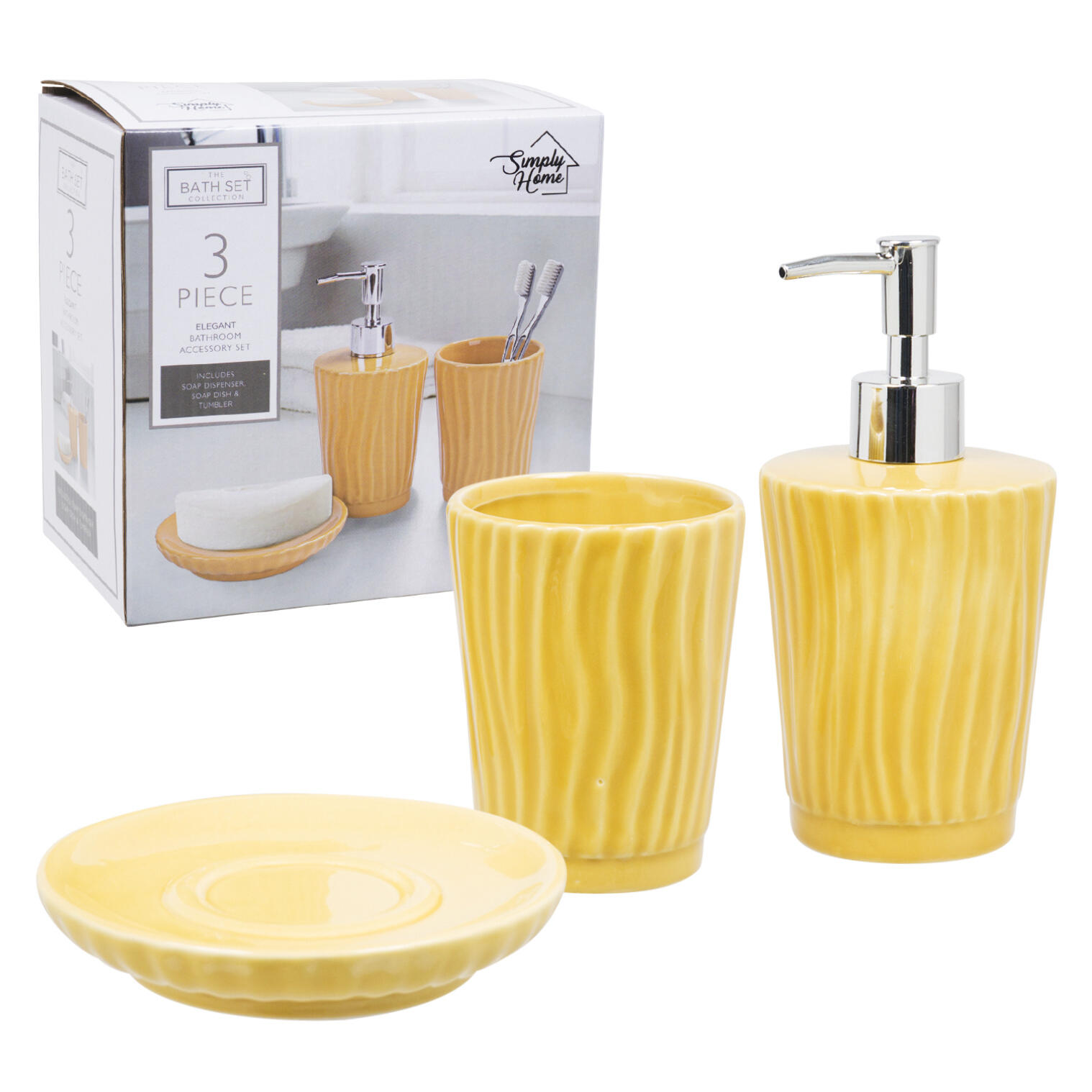 Wholesale 3 Piece Bathroom Set Yellow MIMOSA (YELLOW)