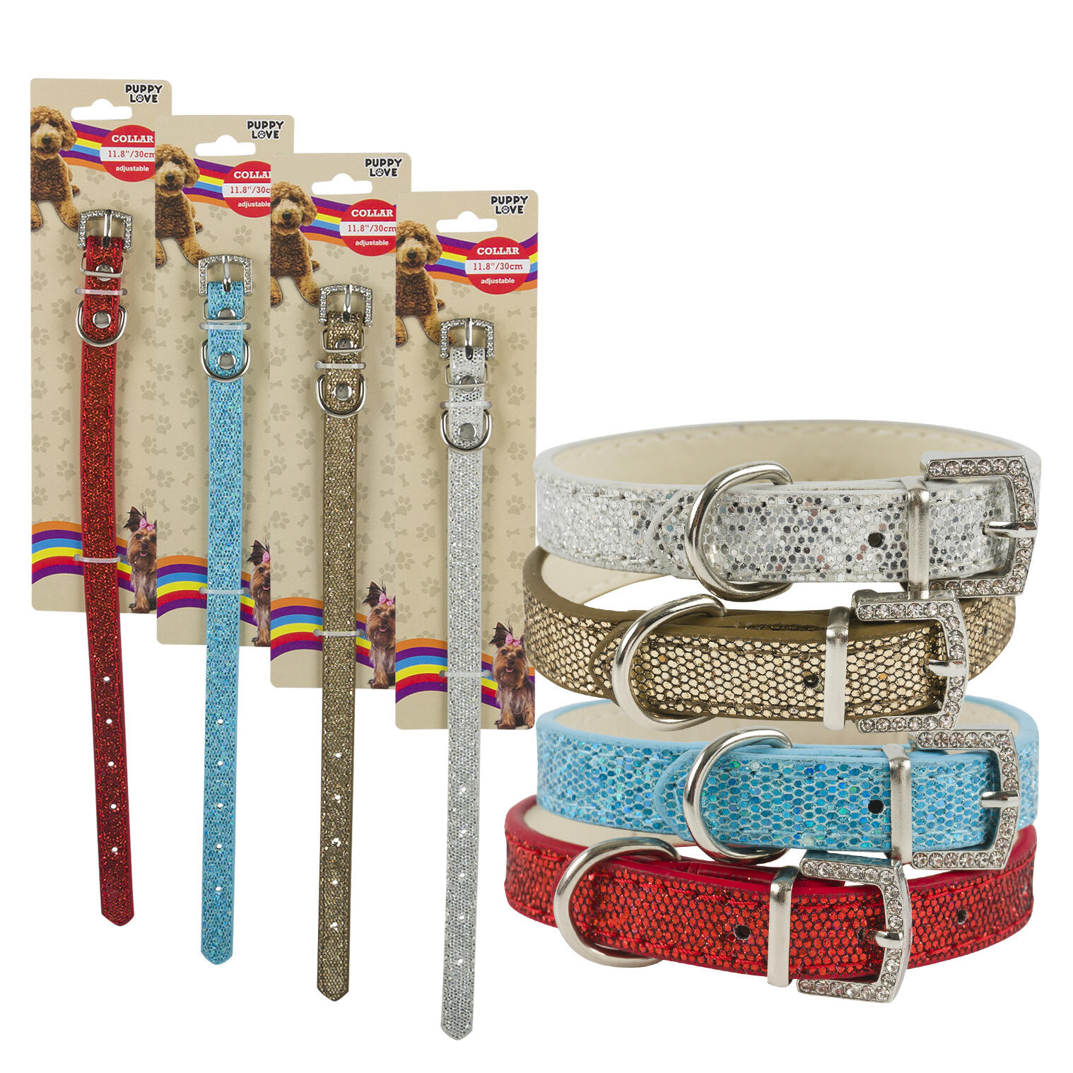Glitter Dog Collar- 12" (S)- Assorted Colors