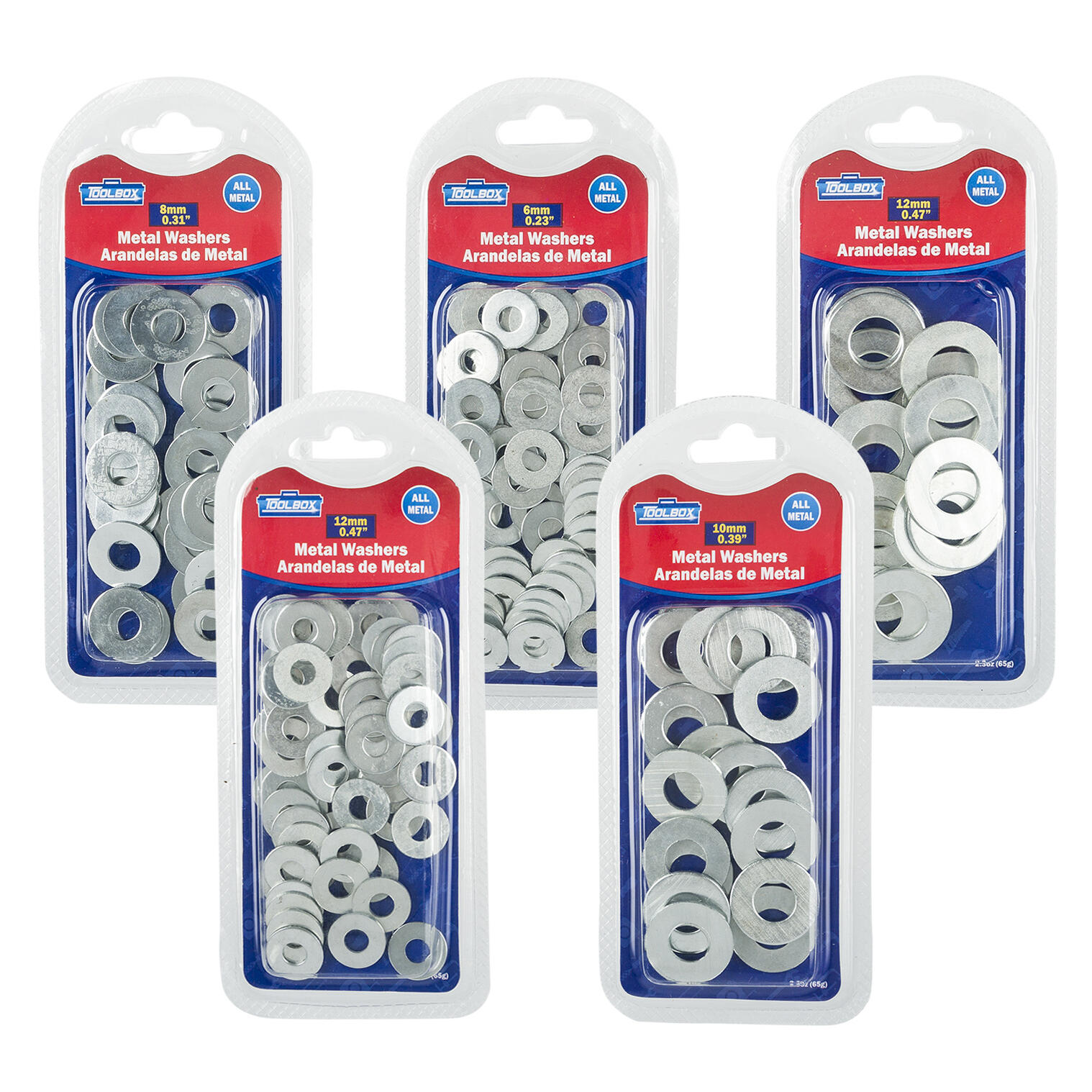 Wholesale Metal Washers 65g and 12mm Assorted Sizes SILVER