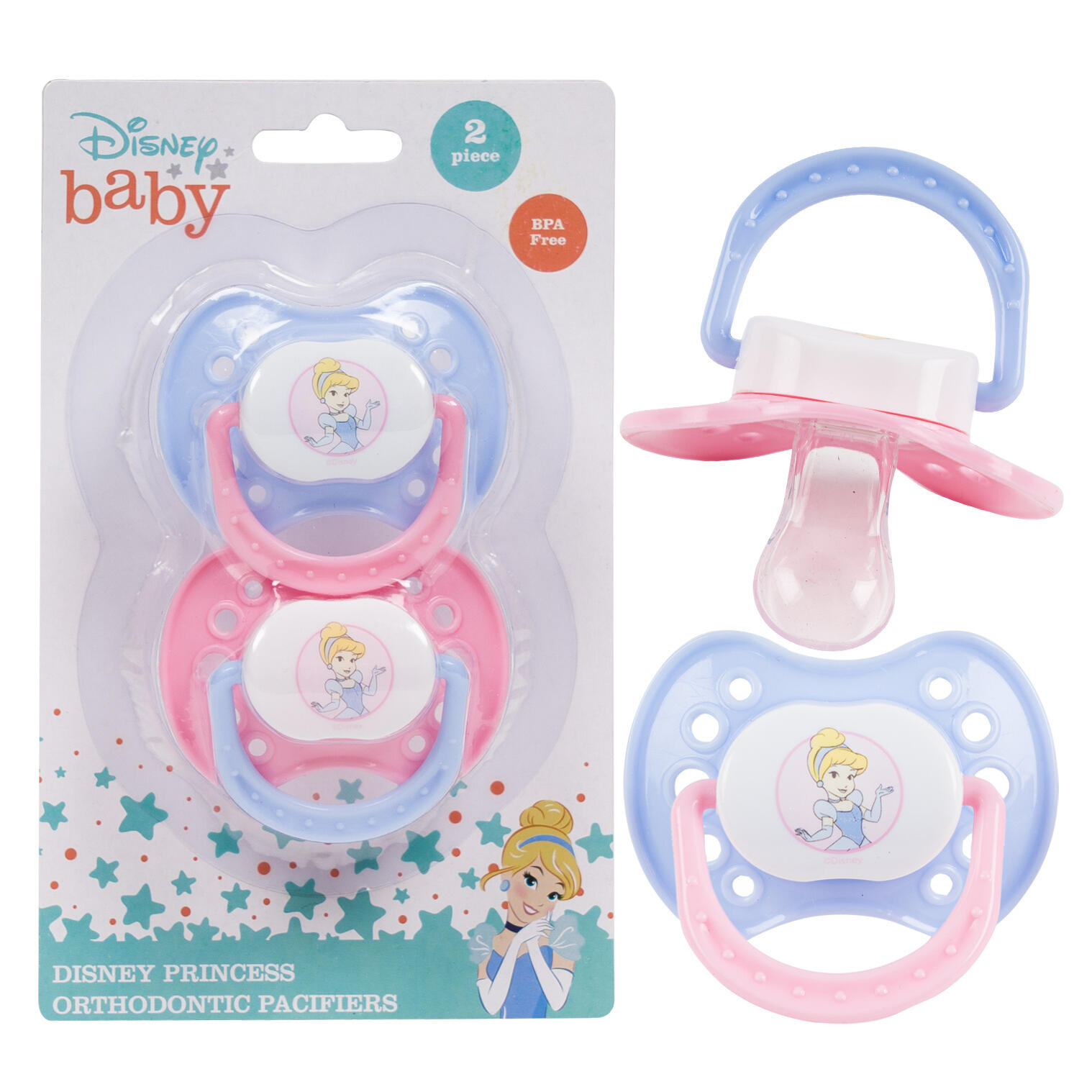 Wholesale PACIFIER,2pk DIS PRINCESS CIND | MULTICOLOR | SKU: 73885