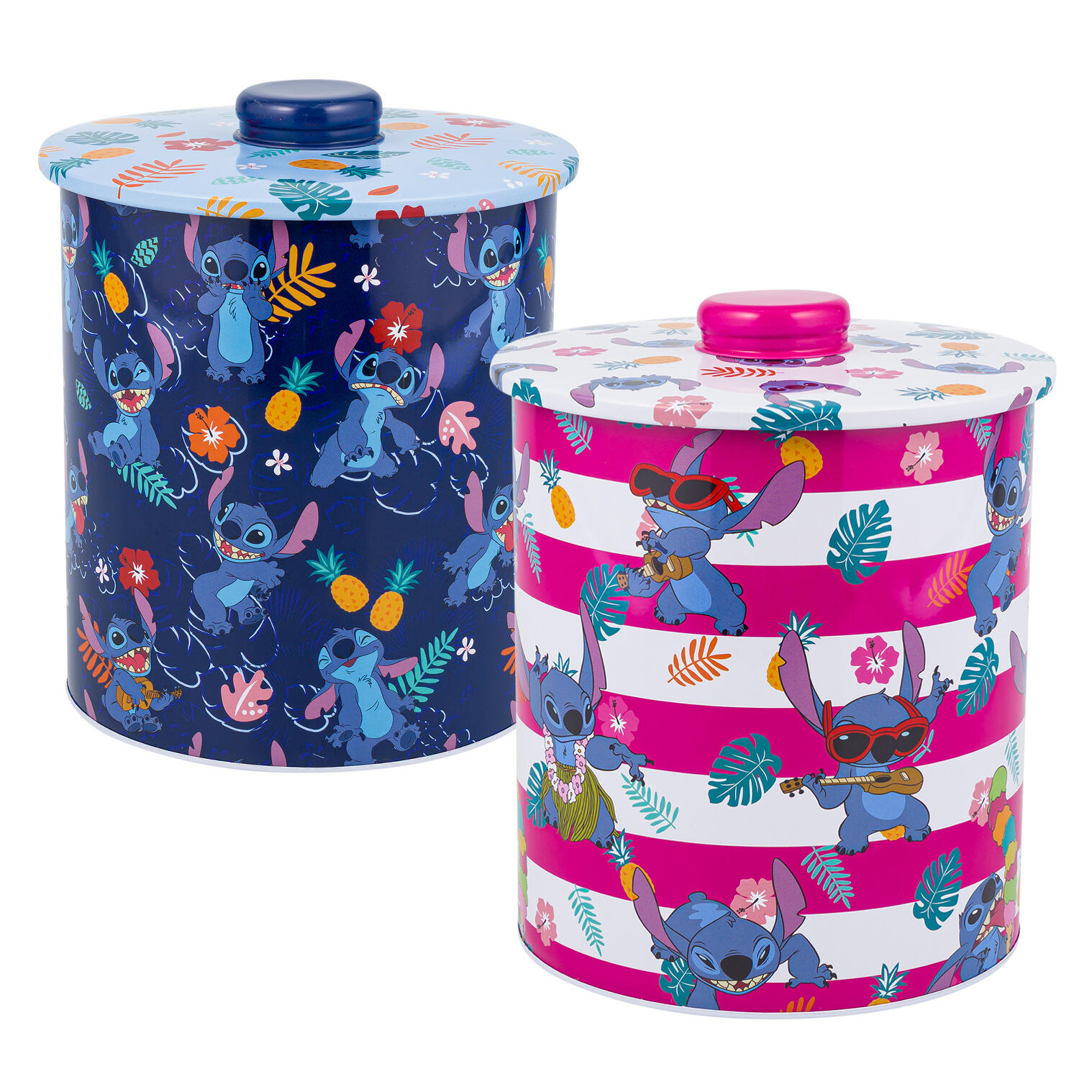 Wholesale Disney Stitch Tin Round Canister, Assorted | LID & KNOB