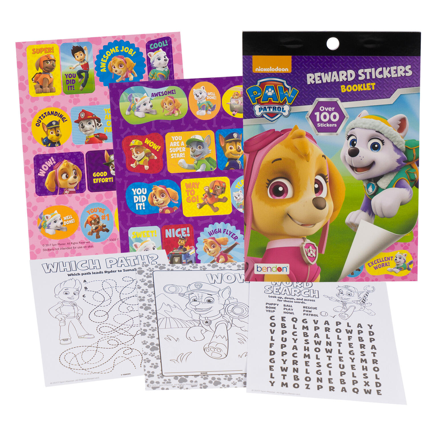 Wholesale Paw Patrol 100pc Reward Stickers Booklet MULTICOLOR