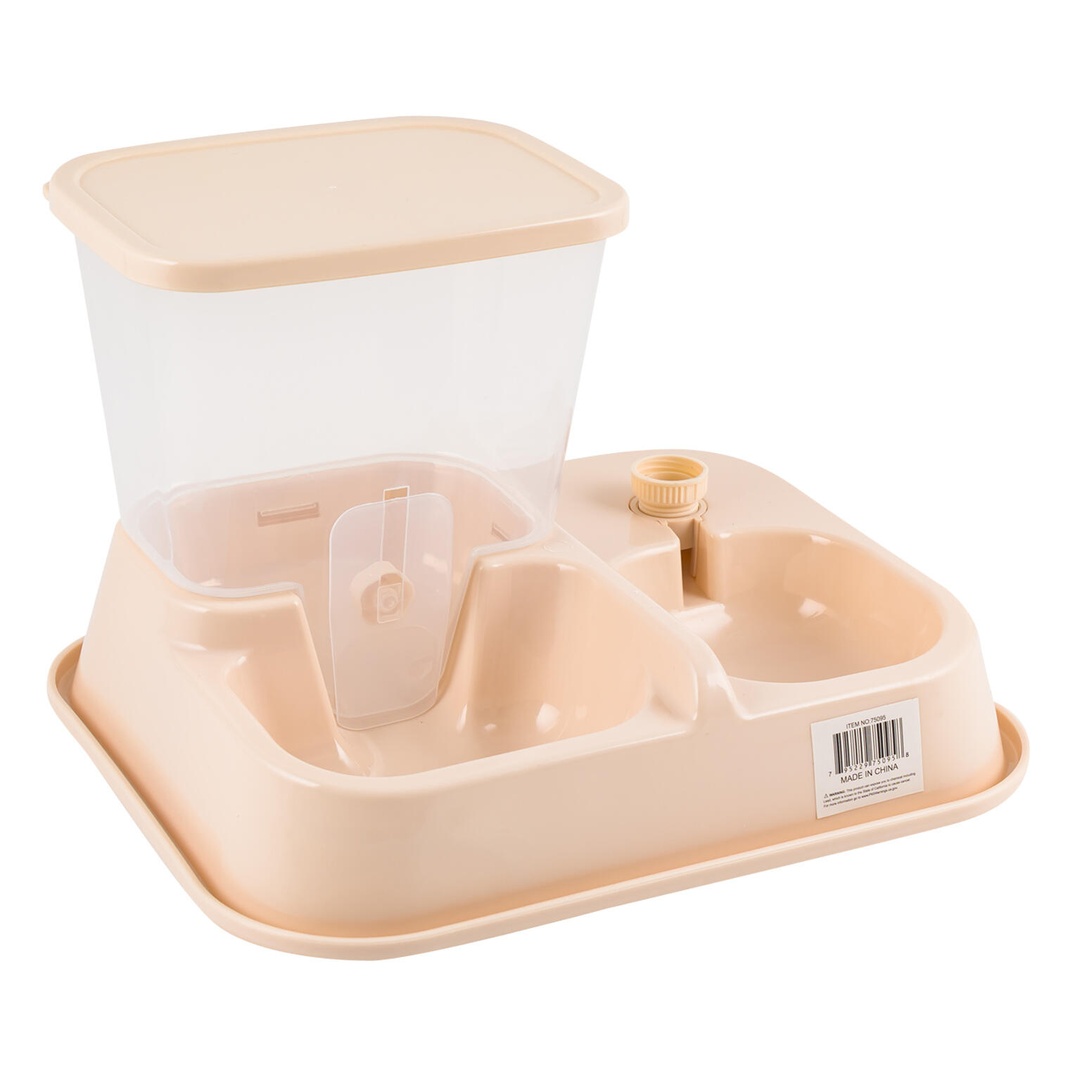 Pet Food Feeder - 15" - Beige - Plastic