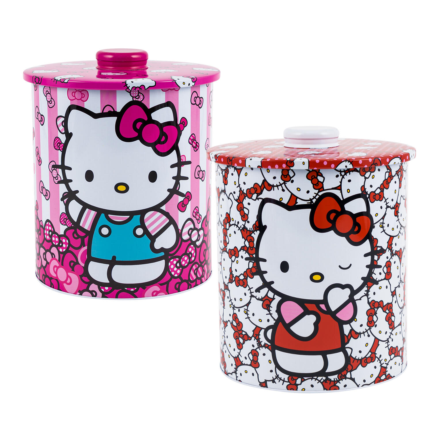 Hello Kitty Cookie Jar Metal Canister - 8.5" - 135oz - Round - 2 Assorted Designs