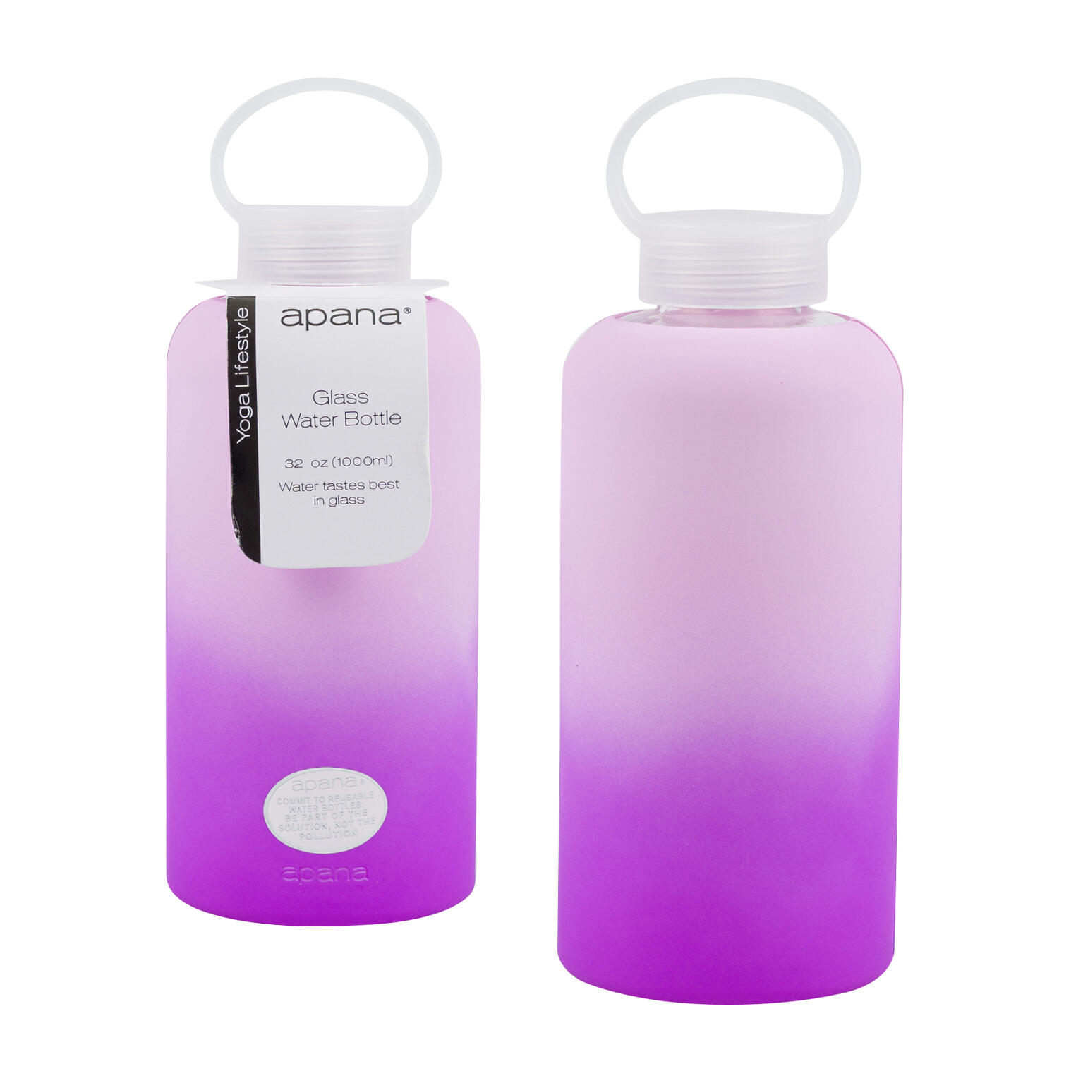 Wholesale Apana Glass Water Bottle 32oz Pink/Purple PINK LADY/PINK BERRY