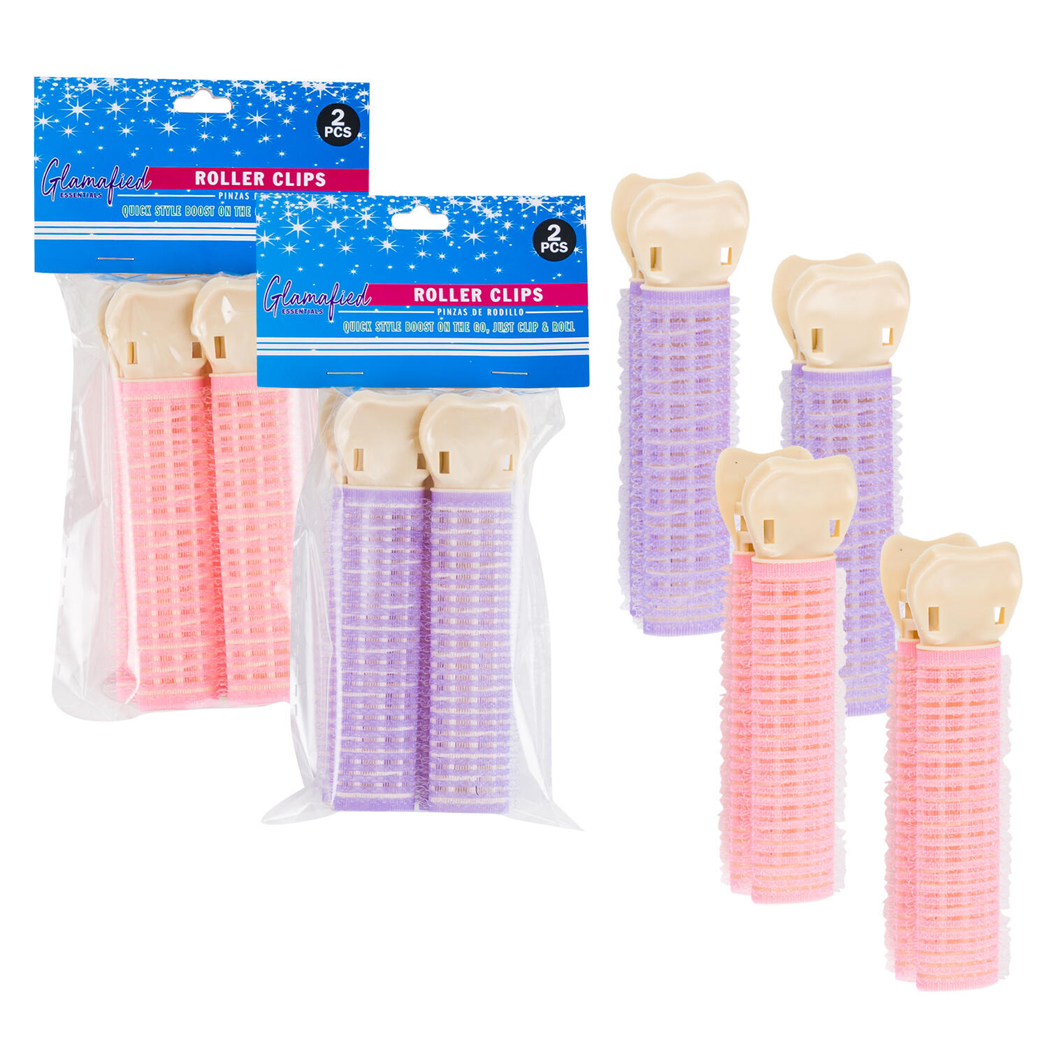 Wholesale Glamafied Hair Roller Clips 2-Piece Set, Assorted | PINK ...