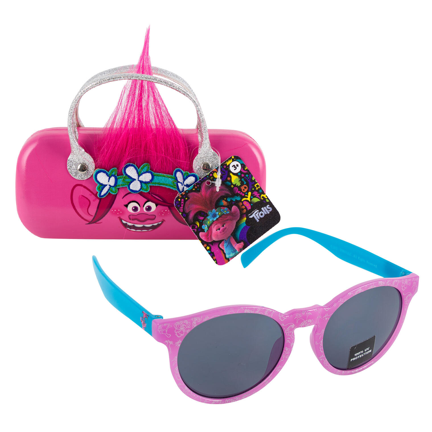 Dreamworks Trolls Poppy Sunglasses And Case Set - 100% UV Protection - Ages 3 And Up