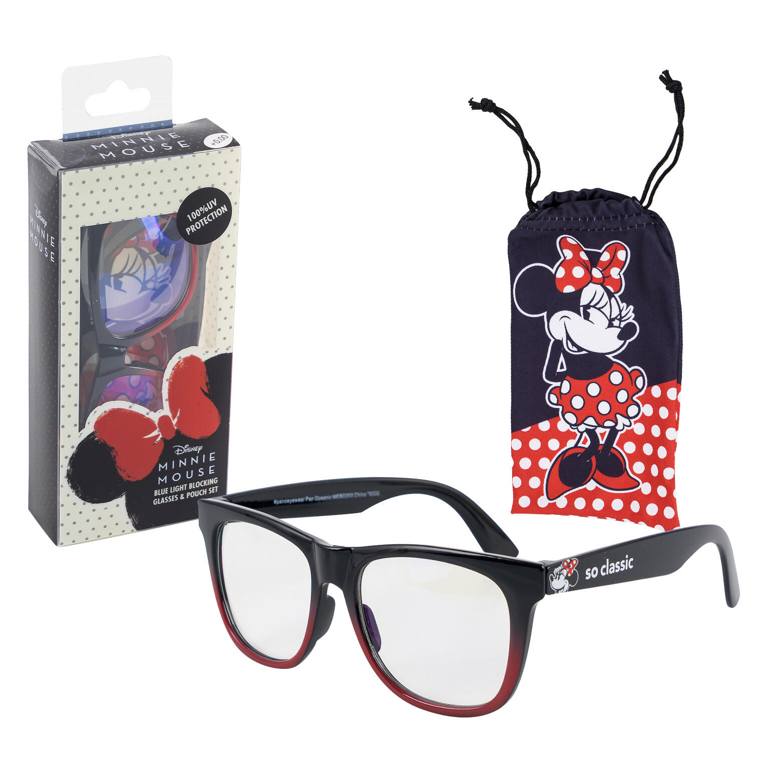 Disney Minnie Mouse Blue Light Blocking Glasses & Pouch Set - 100% UV Protection - Reduces Digital Eye Strain