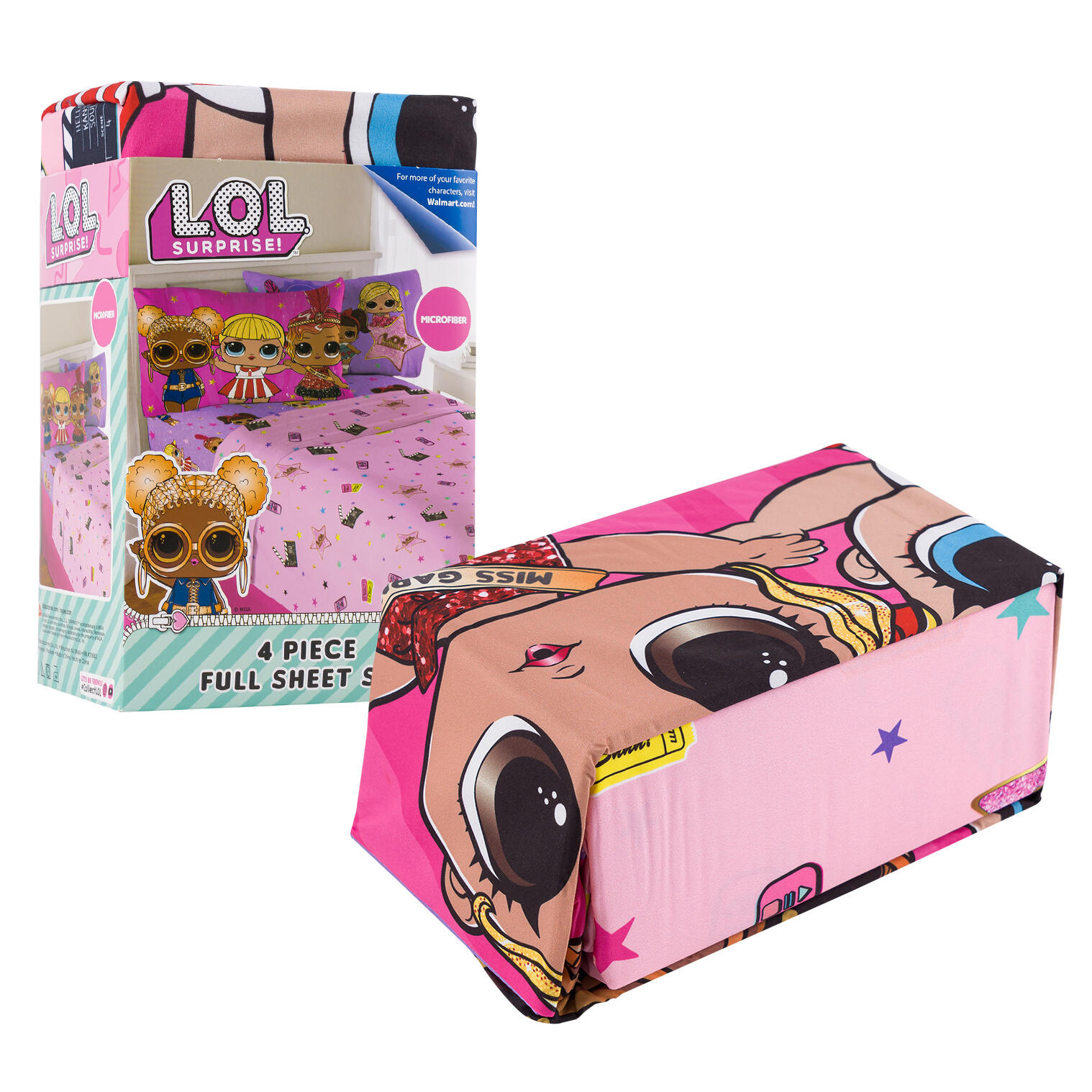 L.O.L. Surprise! Full Sheet Set - 4 Pieces - Microfiber