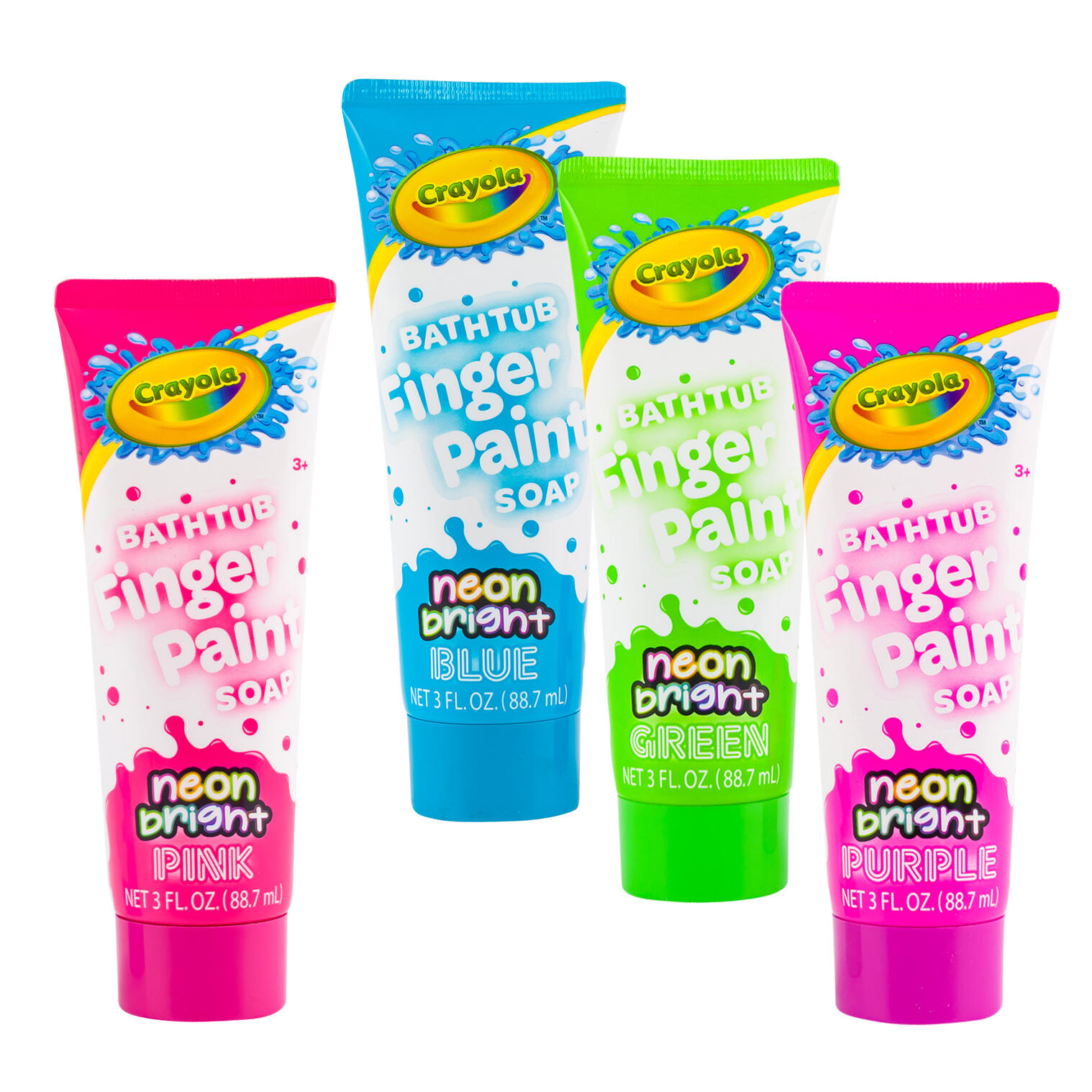 Crayola Bathtub Finger Paint Soap Neon Bright, 3oz, Assorted Colors