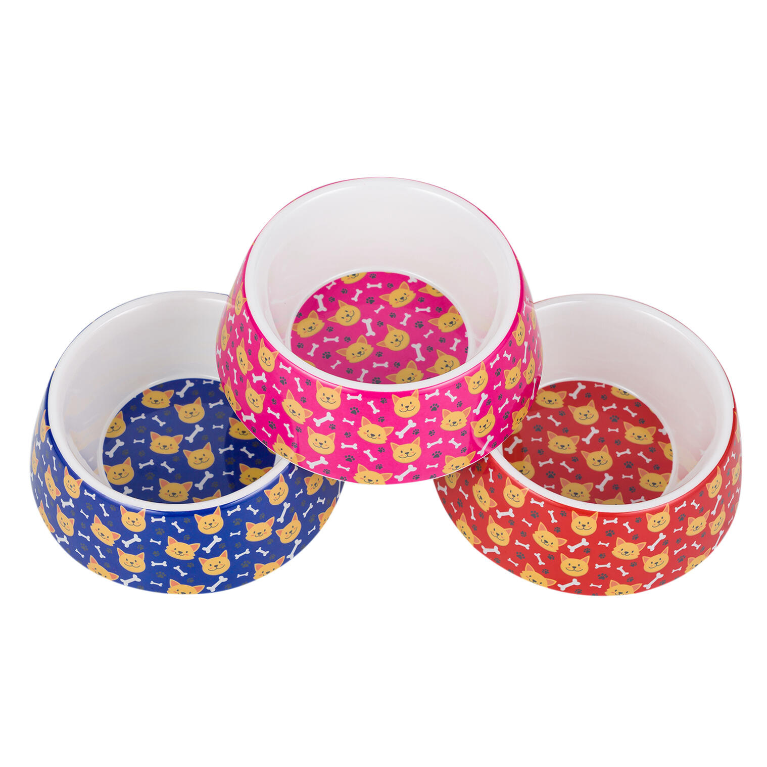 Puppy Love Melamine Dog and Bone 27oz Large Pet Bowl Assorted