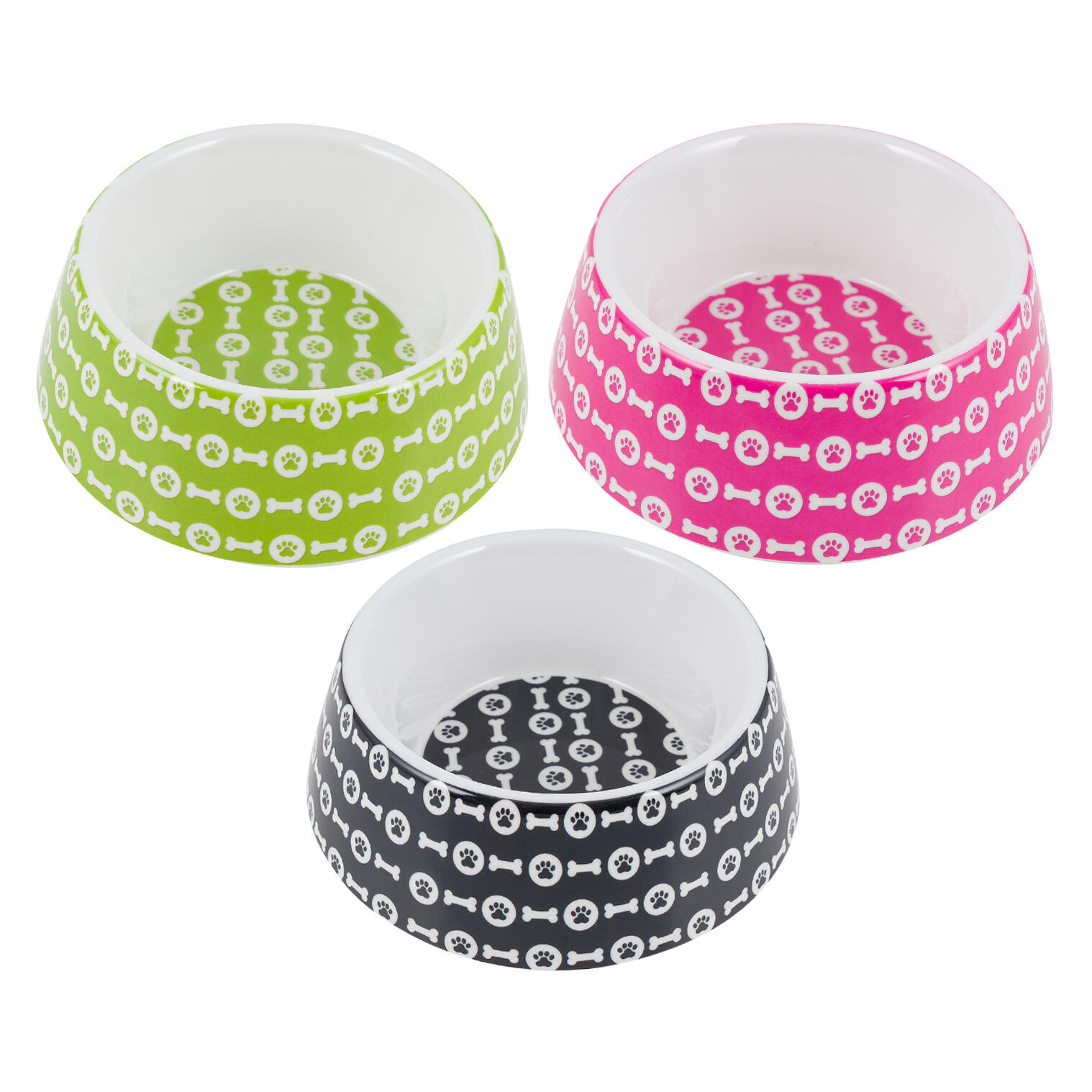 Puppy Love Melamine Bone and Paw 27oz Large Pet Bowl Assorted