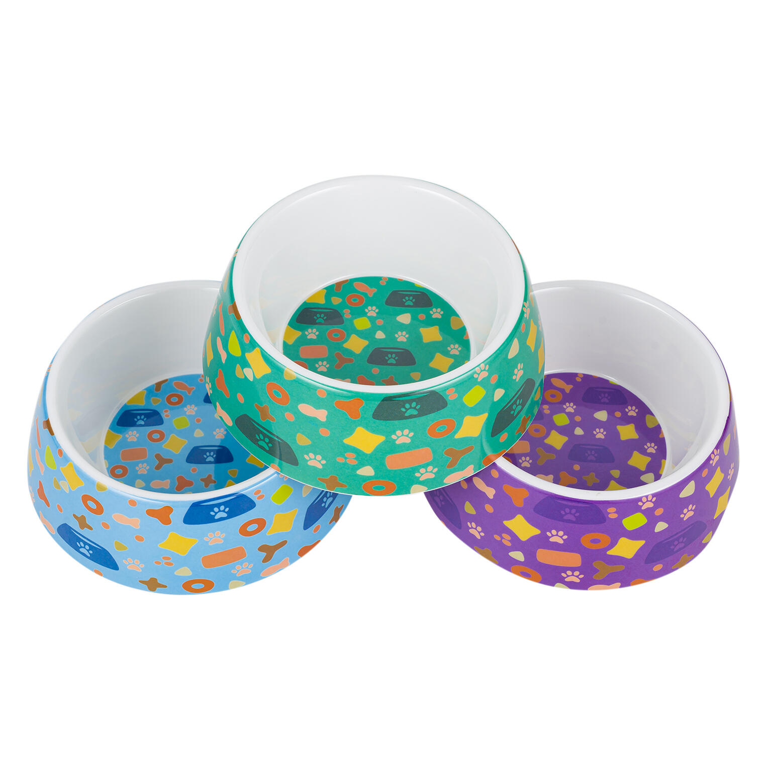 Puppy Love Melamine Shapes Pattern 27oz Large Pet Bowl Assorted