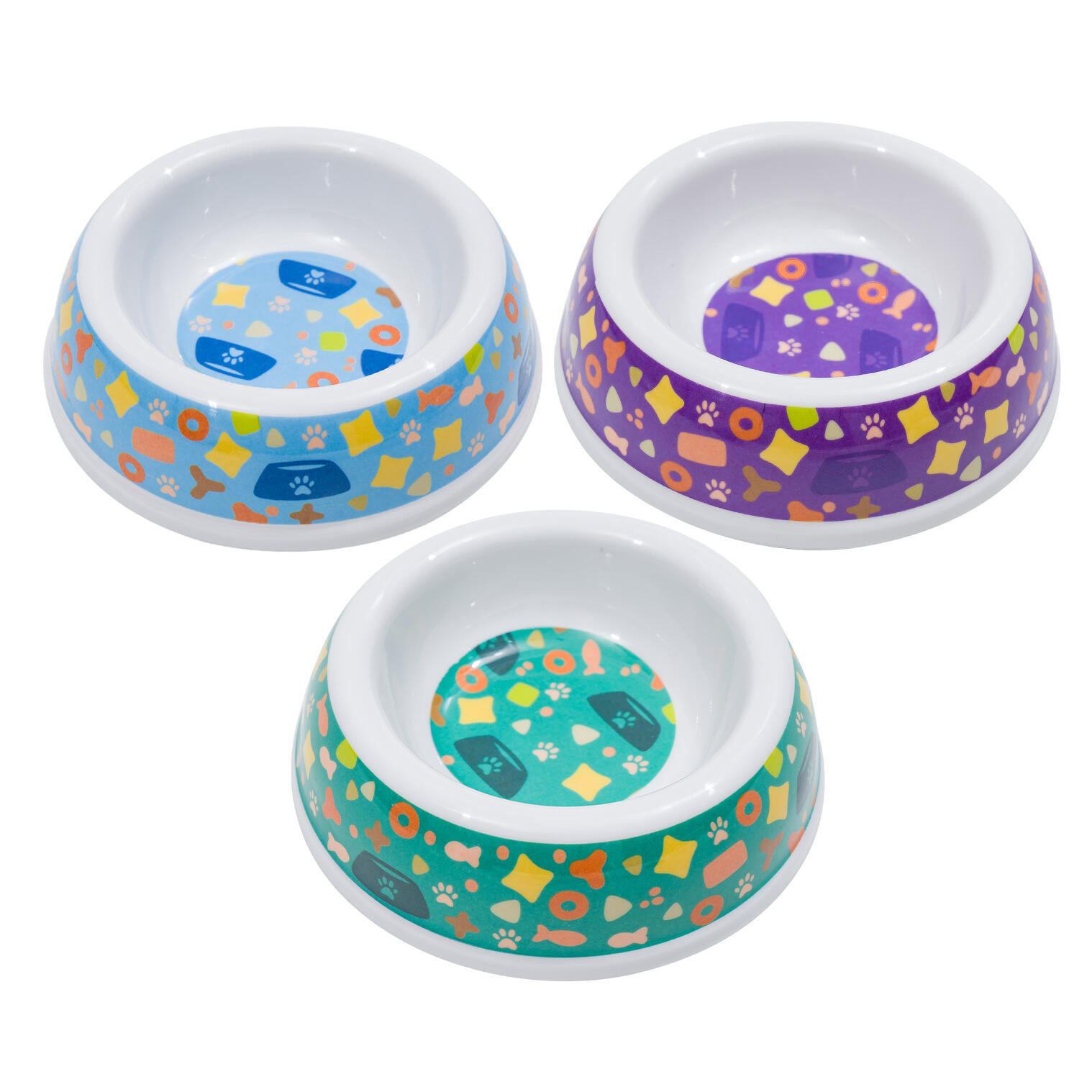 Puppy Love Melamine Shapes Pattern 6.5oz Small Pet Bowl Assorted