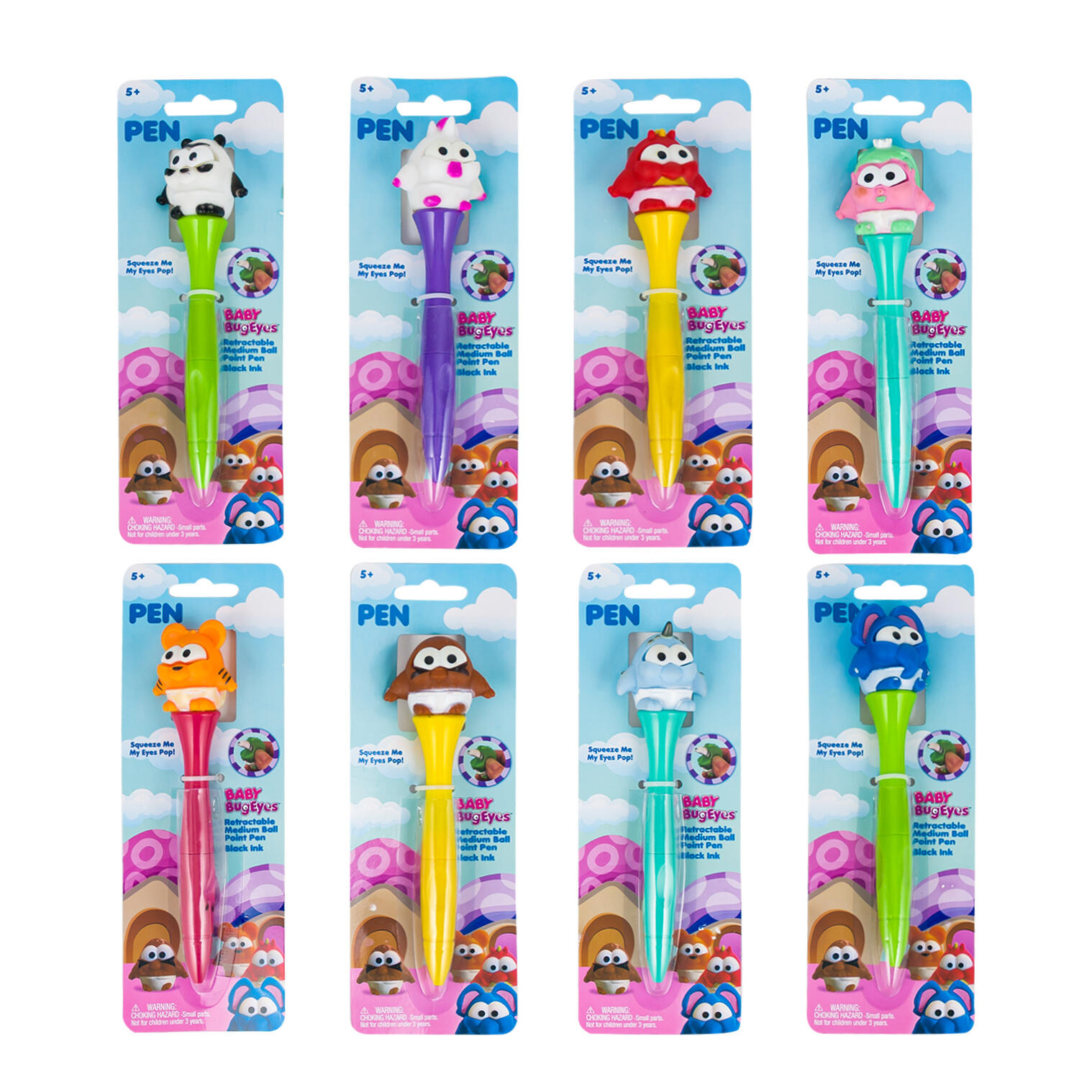 Inkology Baby Bug Eyes Retractable Medium Ball Point Pen Assorted