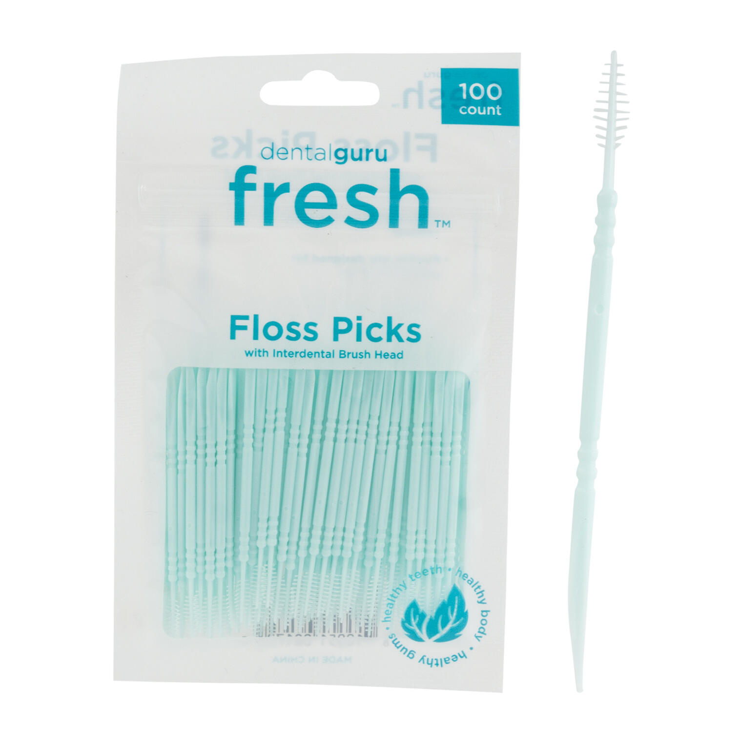 Wholesale 100ct Dental Guru Fresh Floss Picks BLUE