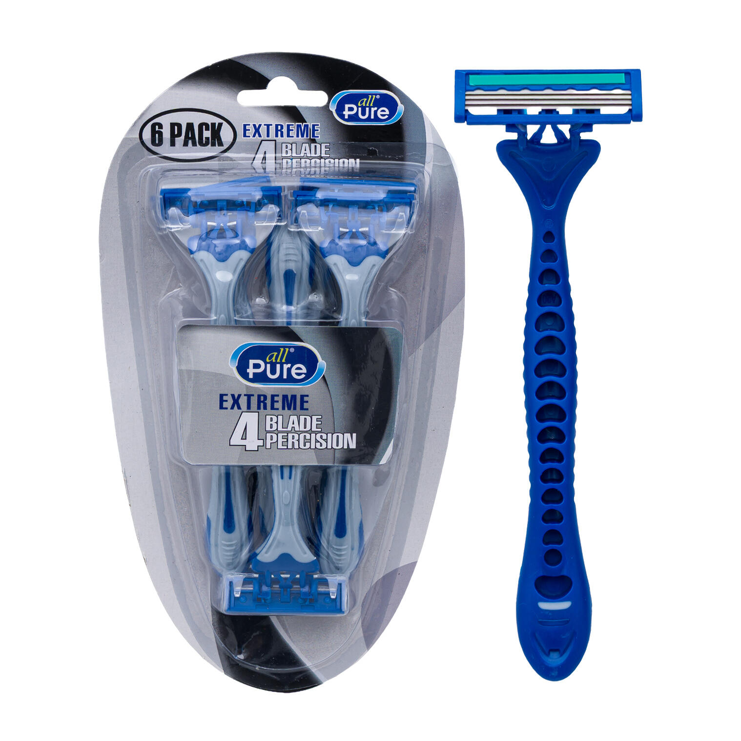 Wholesale Magic 4Blade Razor with Swivel Head 6pack GREY