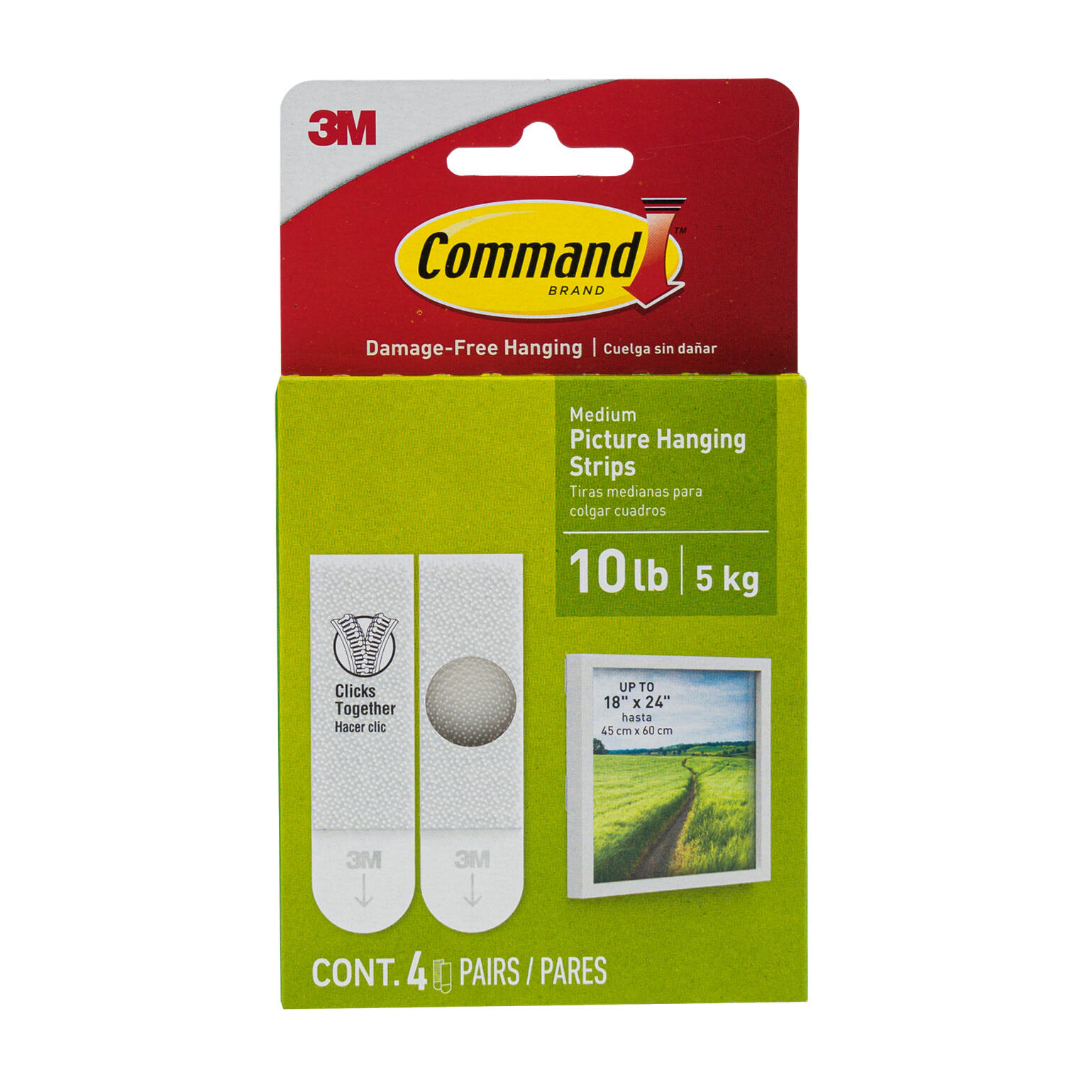 Command 4pk Hanging Strip- 12lbs