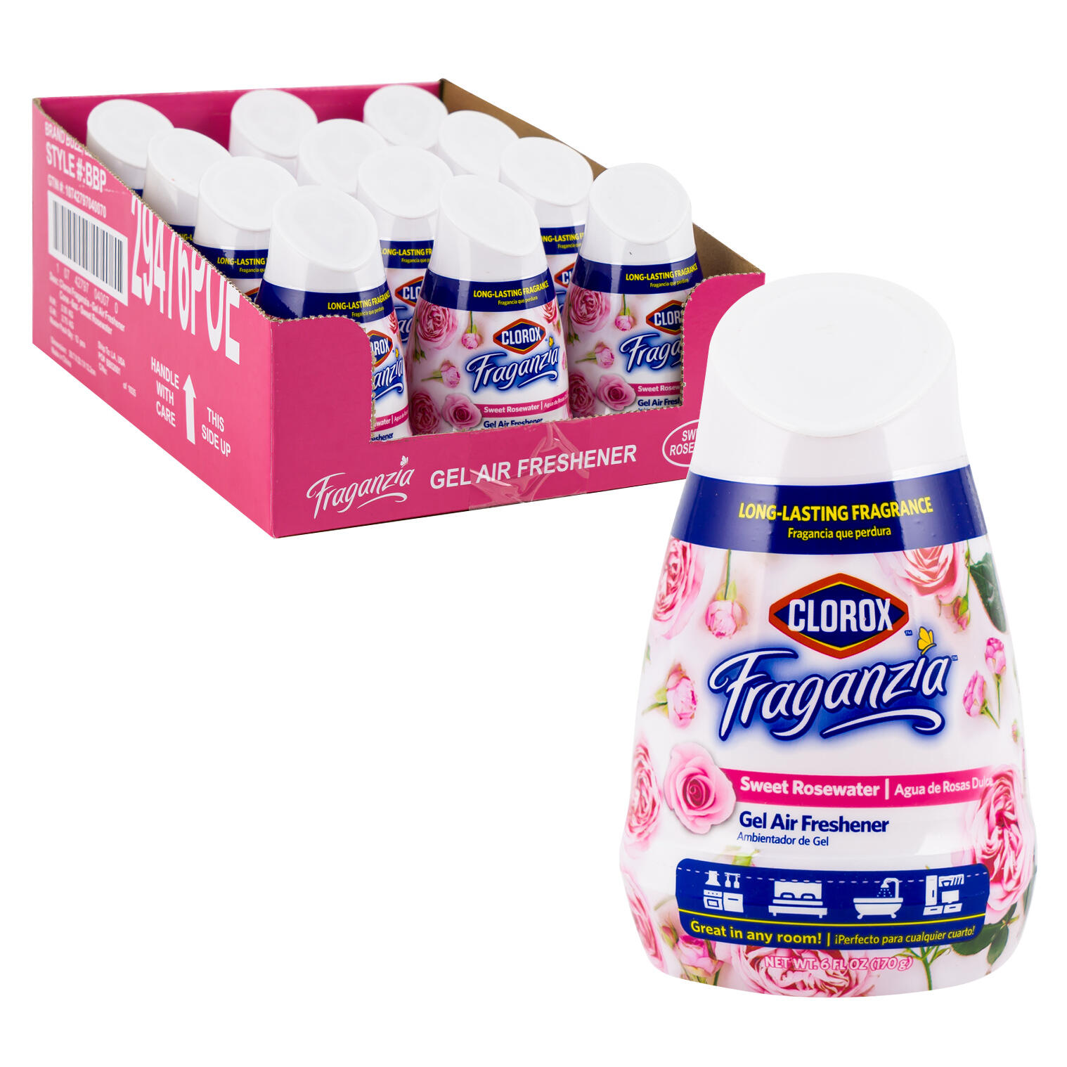 Wholesale Clorox Fraganzia Gel Air Freshener 6oz, Sweet Rosewater