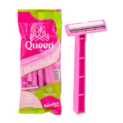 wholesale Disposable Twin Blade Razors with Aloe Vera, 10 Pack, Fixed Head, Pink