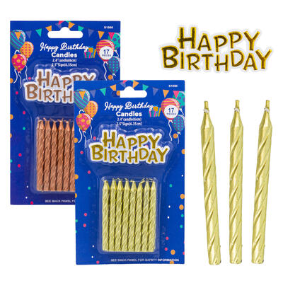 wholesale Happy Birthday Candles 17-Piece Set, Assorted
