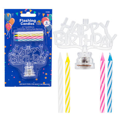 wholesale Flashing Candles 5-Piece Set, Happy Birthday