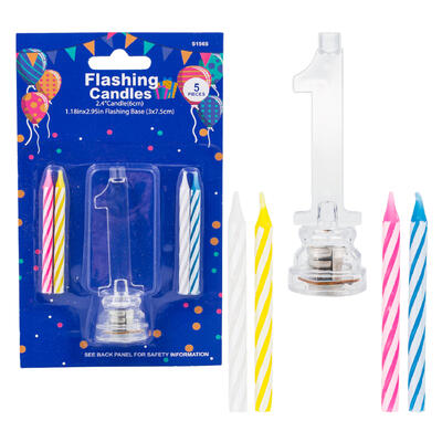 wholesale Flashing Candles 5-Piece Set, Number 1
