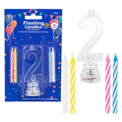 wholesale Flashing Candles 5-Piece Set, Number 2