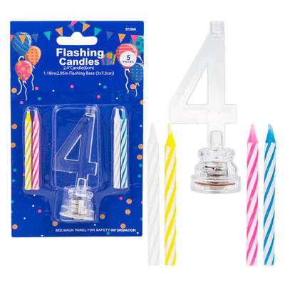 wholesale Flashing Candles 5-Piece Set, Number 4