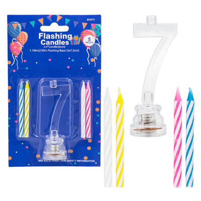 wholesale Flashing Candles 5-Piece Set, Number 7