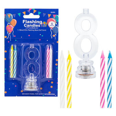 wholesale Flashing Candles 5-Piece Set, Number 8