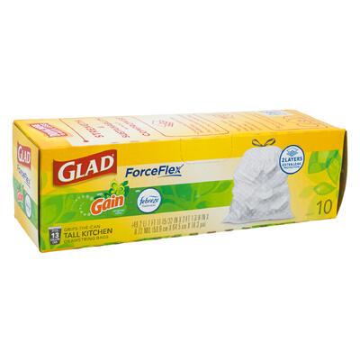 wholesale Glad ForceFlex Tall Kitchen Drawstring Trash Bags, 10ct