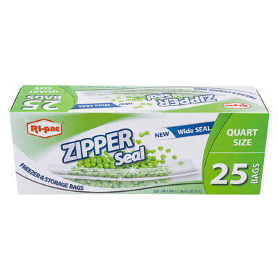 wholesale Ri-Pac Zipper Seal Reclosable Quart Freezer & Storage Bags, 25 Bags
