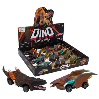 wholesale Chariot Dino Dinosaur Racing Pull Back Cars, 12 Pack, Assorted Colors