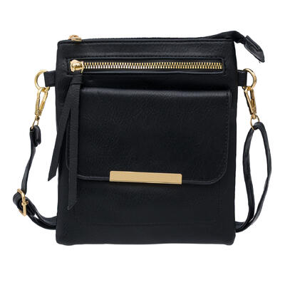 wholesale Women’s Shoulder Bag with Strap, 2 Front Pockets, Black, Stylish & Functional
