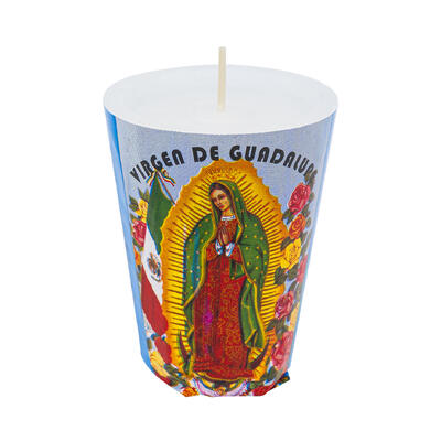wholesale Virgen de Guadalupe White Candle, 3.5oz