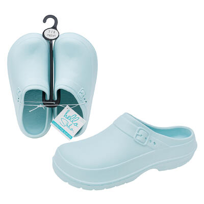 wholesale Ladies EVA Slip-On Clogs, Light Blue, Assorted Sizes