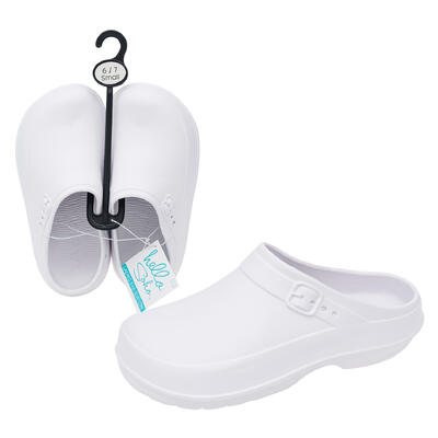 wholesale Hello Soho Ladies EVA Slip-On Clogs, White, Assorted Sizes