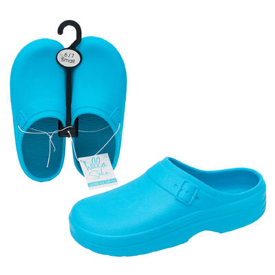 wholesale Hello Soho Ladies EVA Slip-On Clogs, Aqua Blue, Assorted Sizes