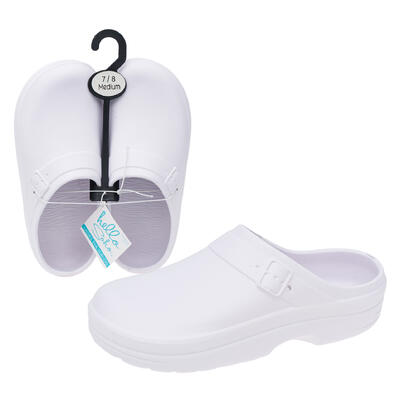 wholesale Ladies EVA Slip-On Clogs, White, Assorted Sizes