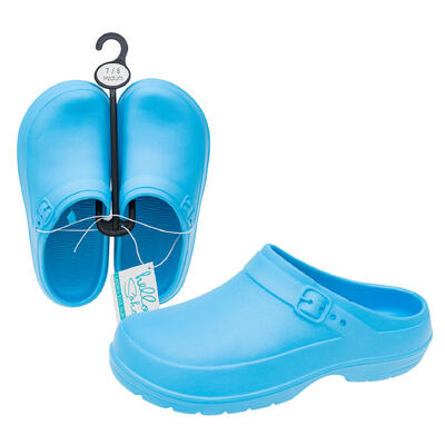 wholesale Ladies EVA Slip-On Clogs, Blue, Assorted Sizes