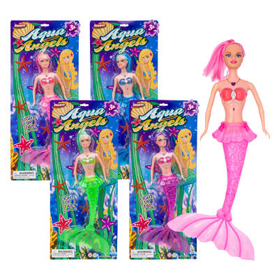 wholesale Hunson Aqua Angels Mermaid Doll, Light Up Tail, Assorted Colors
