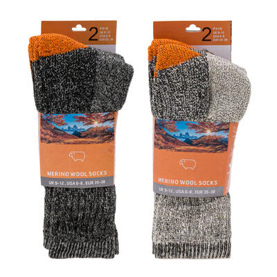 wholesale SOCKS MERINO WOOL,2PK,CREW 6/8