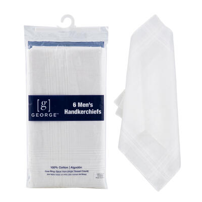 wholesale Handkerchiefs, 6 Pack, Cotton, White