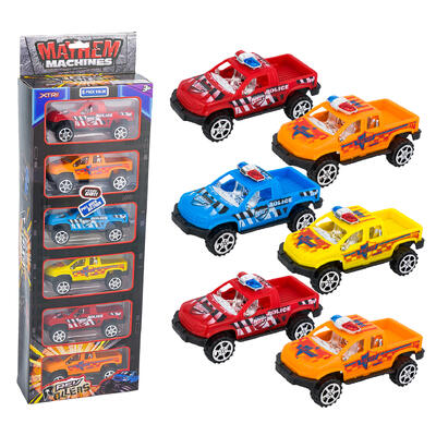 wholesale Pull Back Mini Police Toy Trucks, 6 Pack